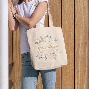Bolsa Tote Elegante Floral Blush Pink Peony Dourada Bridesmai