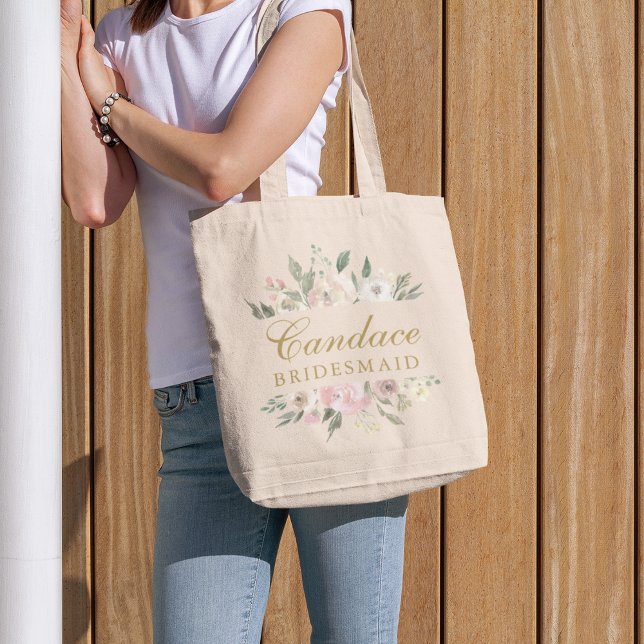 Bolsa Tote Elegante Floral Blush Pink Peony Dourada Bridesmai (Criador carregado)