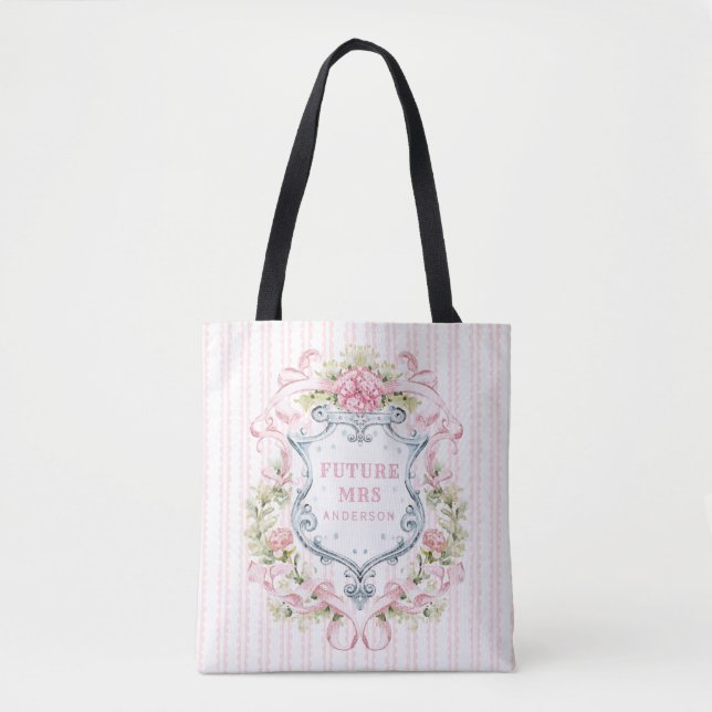 Bolsa Tote Elegante Floral Crest | Futura Sra. (Frente)