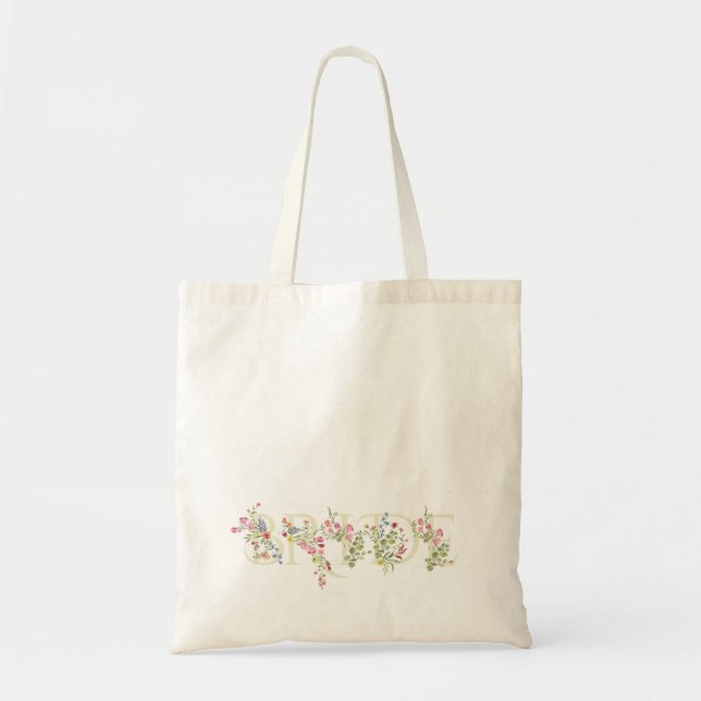 Bolsa Tote elegante floral de casamento primavera NOIVA Chá d (Frente)