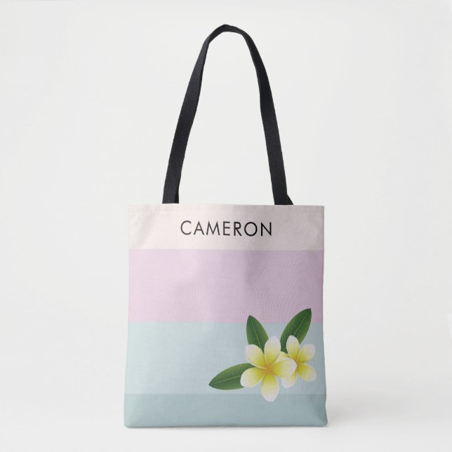 Bolsa Tote Elegante Frangipani Flor Personalizada com Ombre R (Frente)