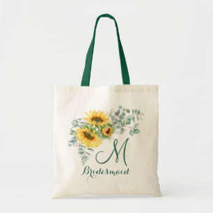 Bolsa Tote Elegante Girassol Eucalyptus Rustic Bridesmaid