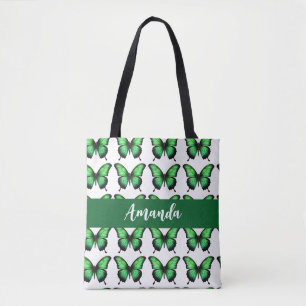Bolsa Tote Elegante Green Butterly Pattername