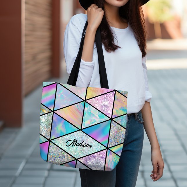Bolsa Tote Elegante holográfico colorido (Criador carregado)