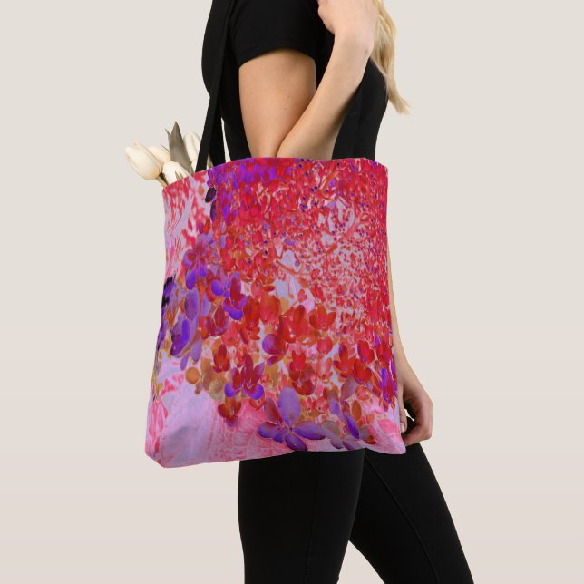 Bolsa Tote Elegante Hydrangea Limelight Roxa e Laranja (Close Up)