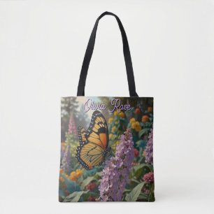 Bolsa Tote Elegante jardim de flores silvestres pastéis com b