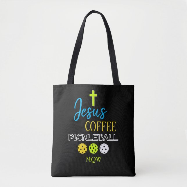 Bolsa Tote Elegante JESUS Café Pickleball (Frente)