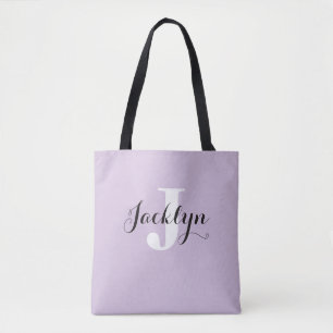 Bolsa Tote Elegante Lavanda Nome Personalizado
