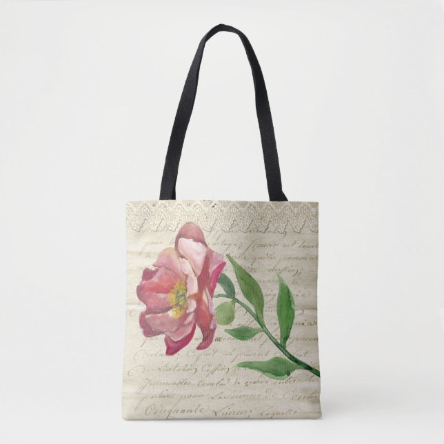 Bolsa Tote Elegante - Letra Antica com Saco Flor (Frente)