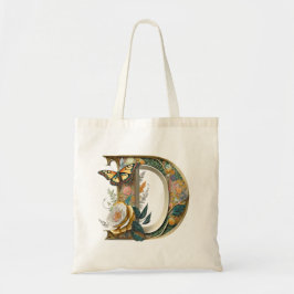 Bolsa Tote Elegante letra D floral boêmio