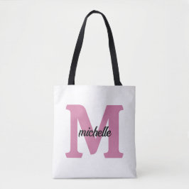 Bolsa Tote Elegante - Letra de Rosa antigo personalizada