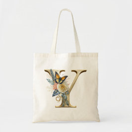 Bolsa Tote Elegante letra floral boêmia Y