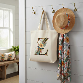Bolsa Tote Elegante letra floral boêmia Z
