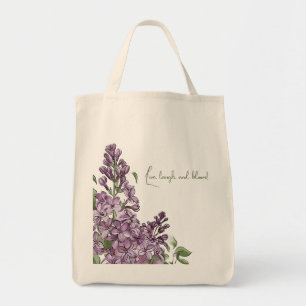 Bolsa Tote Elegante Lilás Roxo Botânico Floral Canvas Tote