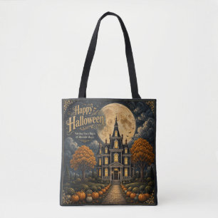 Bolsa Tote Elegante Mansão Assombrada de Halloween