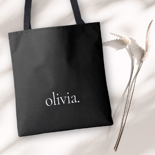 Bolsa Tote Elegante minimalista branco preto monograma