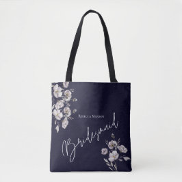 Bolsa Tote Elegante minimalista em aquarela azul-marinho escu