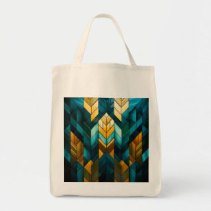 Bolsa Tote Elegante Moderno Abstrato Dourado Verde Geométrico