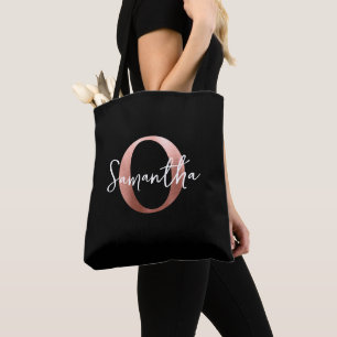Bolsa Tote Elegante Moderno Monograma O Personalizado Dourado