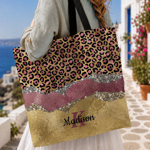 Bolsa Tote Elegante monograma brilhante com estampa de animal