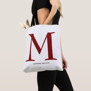 Bolsa Tote Elegante Monograma de Nome em Marrom