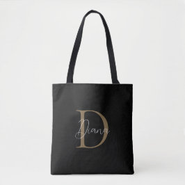 Bolsa Tote Elegante Monograma em Letra Cursiva Dourado Musgos