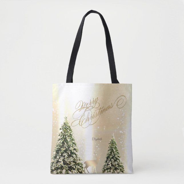 Bolsa Tote Elegante, Na moda Pinheiros, Reinador de Natal (Frente)