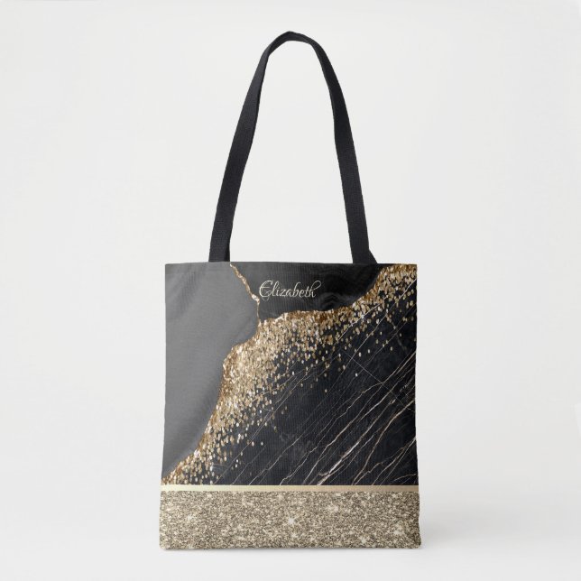 Bolsa Tote Elegante Na moda, Sequências de Lítimas Douradas,  (Frente)