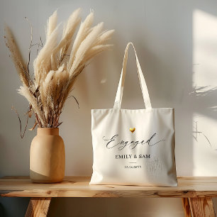 Bolsa Tote Elegante Noivo Coração Dourado Casal Personalizado