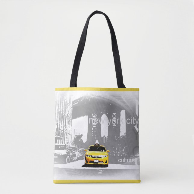 Bolsa Tote Elegante Nyc Nova Iorque Brooklyn Yellow Taxi (Frente)