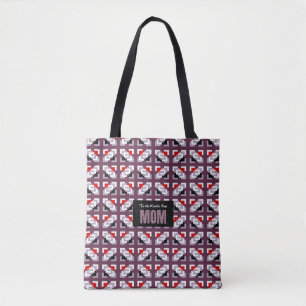 Bolsa Tote Elegante padrão geométrico de ameixa profunda e ve
