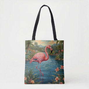Bolsa Tote Elegante paraíso tropical rosa flamingo