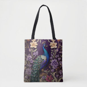 Bolsa Tote Elegante Peacock Em Purple William Morris Inspirou