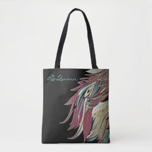 Bolsa Tote Elegante penas folhas artísticas modernas