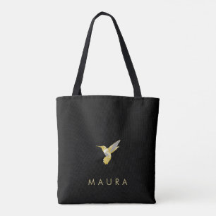Bolsa Tote Elegante personalizado beija-flor Dourado a preto