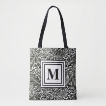 Elegante preto botânico e branco monograma
