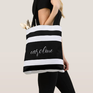Bolsa Tote Elegante preto e branco e riscado simples