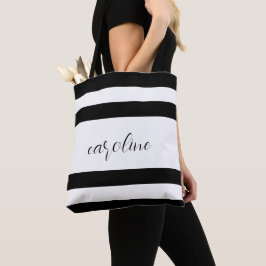 Bolsa Tote Elegante preto e branco e riscado simples