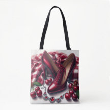 Elegante Red High Heels com Cereja