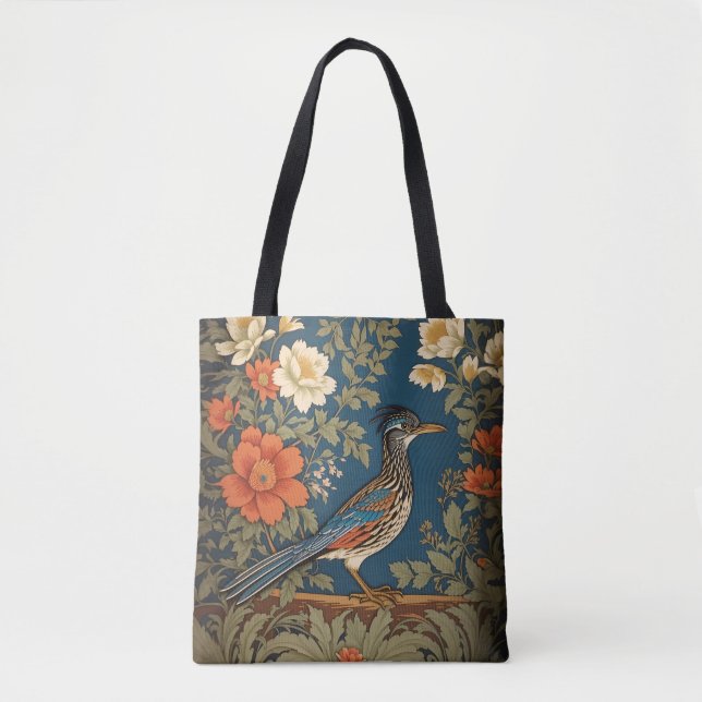 Bolsa Tote Elegante Roadrunner Bird William Morris Inspirou (Frente)