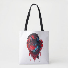 Bolsa Tote Elegante Roamer: O Lobo em Vermelho