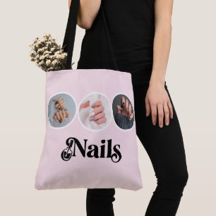 Bolsa Tote Elegante Rosa Bege 3 Foto Estilista de Unhas Salão