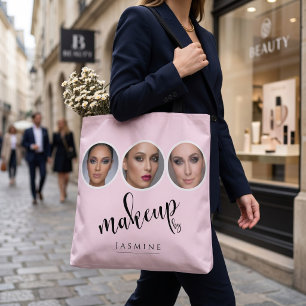 Bolsa Tote Elegante Rosa Bege 3 Fotos MUA Artista de Maquiage