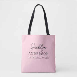 Bolsa Tote Elegante Rosa Bege Personalizado Enfermeira
