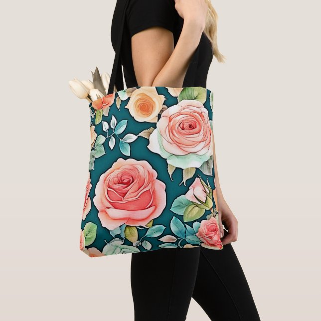 Bolsa Tote Elegante Rosa Bloom Design (Close Up)