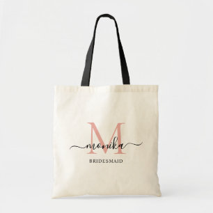 Bolsa Tote Elegante Rosa Dourado Personalizado Nome das Damas