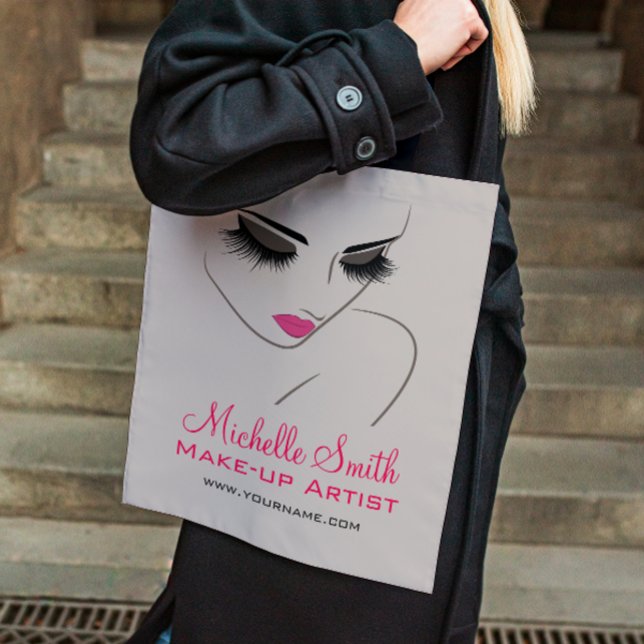 Bolsa Tote Elegante rosa e Cinza Extensão de Lash Salão de Be (Criador carregado)