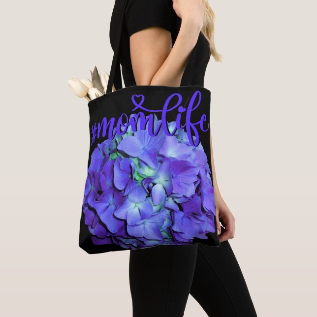 Bolsa Tote Elegante Roxo e hidrangea momlife teal (Close Up)