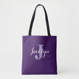 Bolsa Tote Elegante Roxo Nome Personalizado