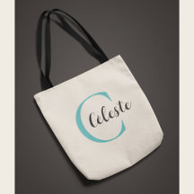 Elegante Saca Inicial Teal Personalizada